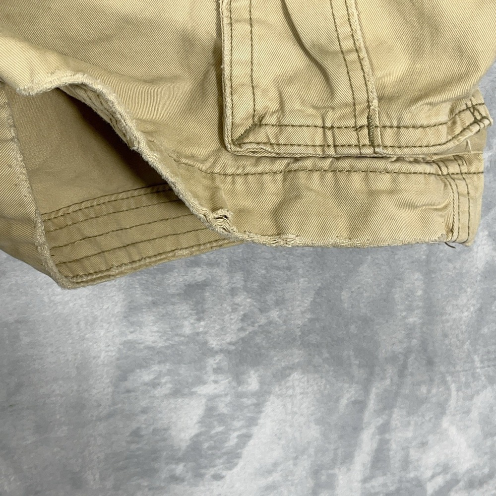 Hollister Y2K Cargo Shorts Mens 36 Beige Baggy Khaki Button Fly Canvas Pockets - Picture 2 of 11